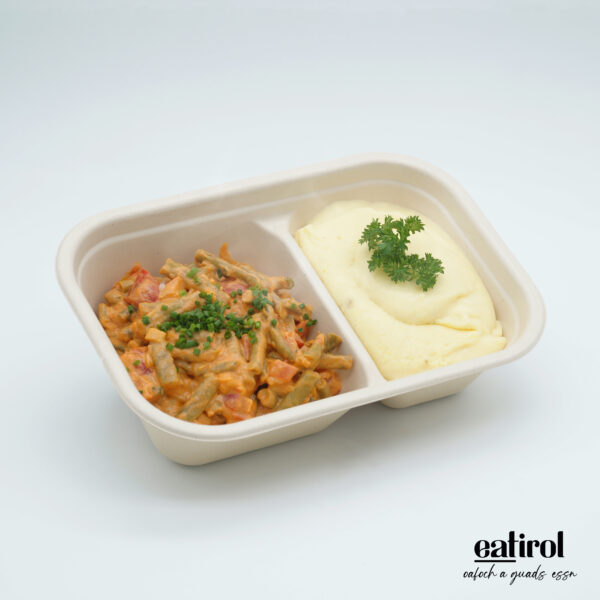 Bohnen Gulasch mit Kartoffelpüree