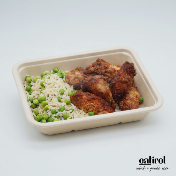 Chicken Wings mit Erbsenreis