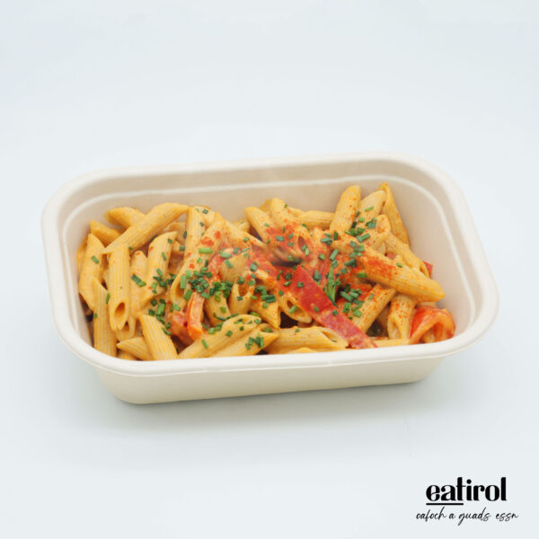 Vollkorn Nudeln mit Paprika Rahm Sauce