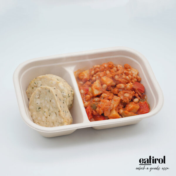 Bohnen Speck Eintopf mit Servietten Knödel