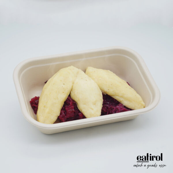 Frischkäse Kartoffel Nocken auf Apfelrotkraut